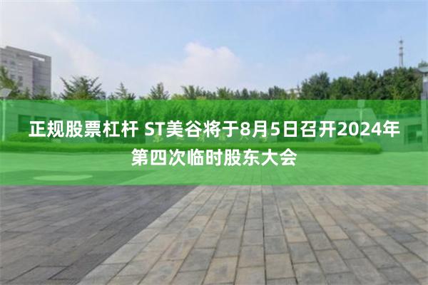 正规股票杠杆 ST美谷将于8月5日召开2024年第四次临时股东大会